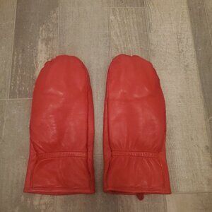 Ili Red Leather Glittens (Mittens/Gloves)